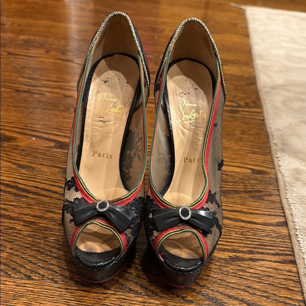 Christian Louboutin Black Peep Toe Heels